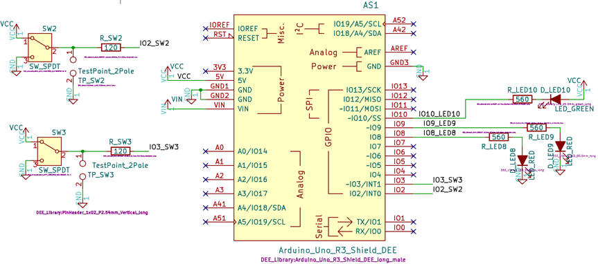 Circuit schematic in KiCad