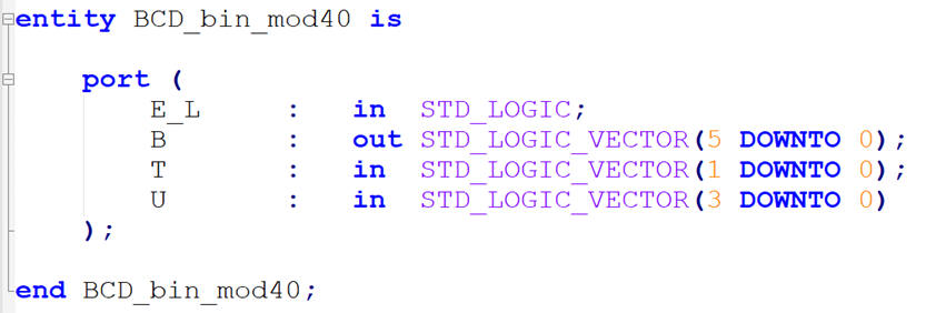 Entity definition in VHDL