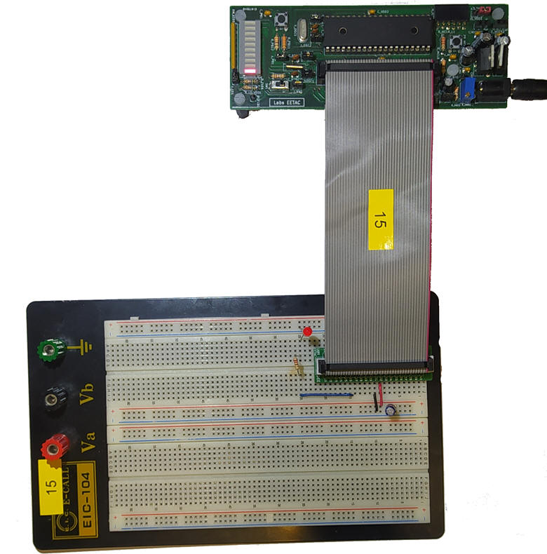 Experiment #1 running with the protoboard