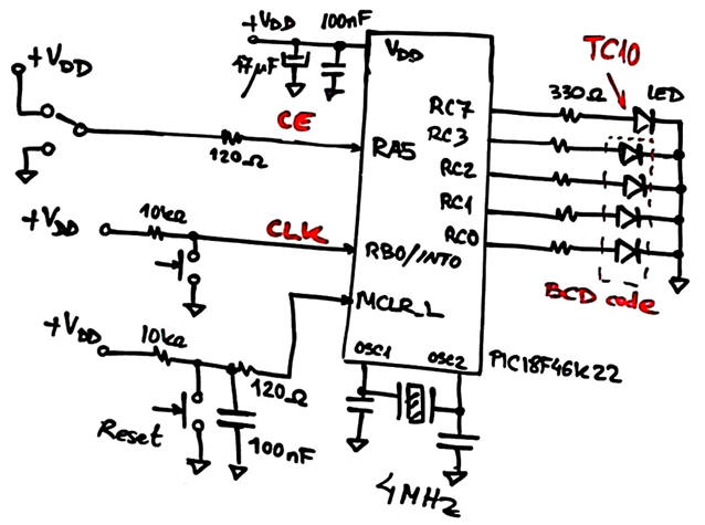 Circuit using the PIC18F46K22