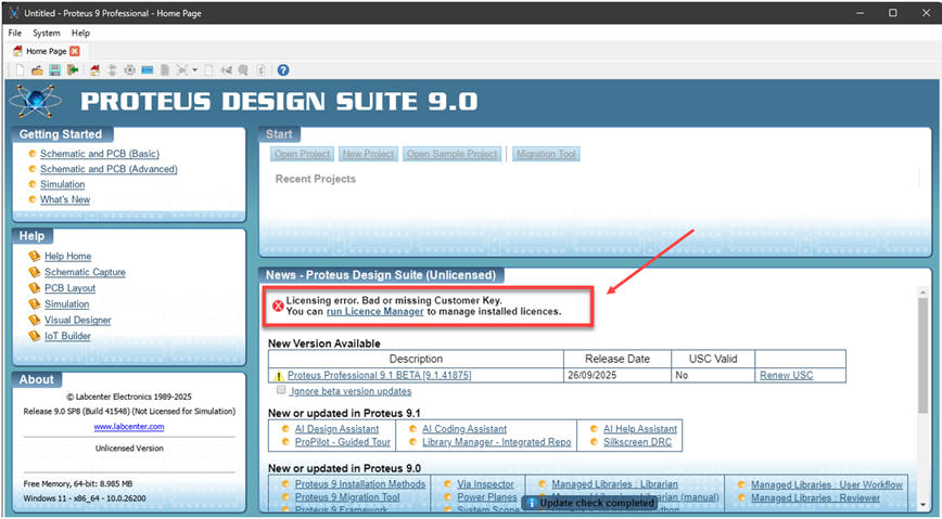 Application home page