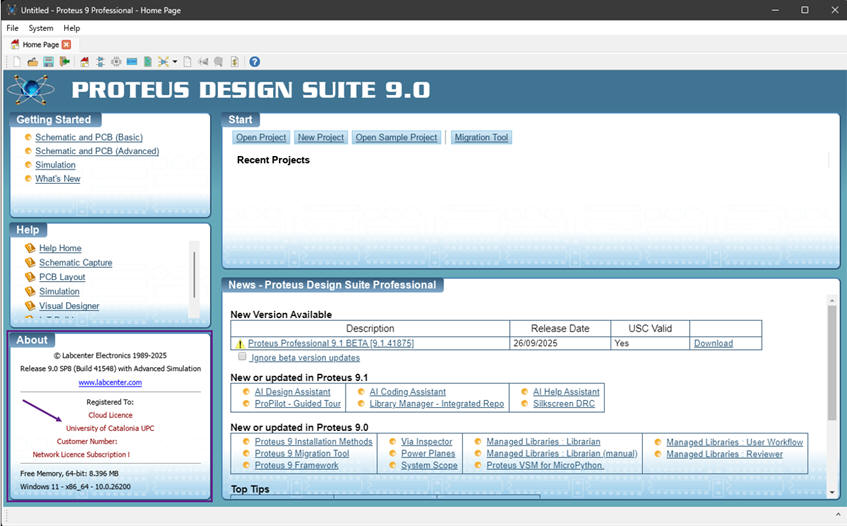 Final home page with Licence